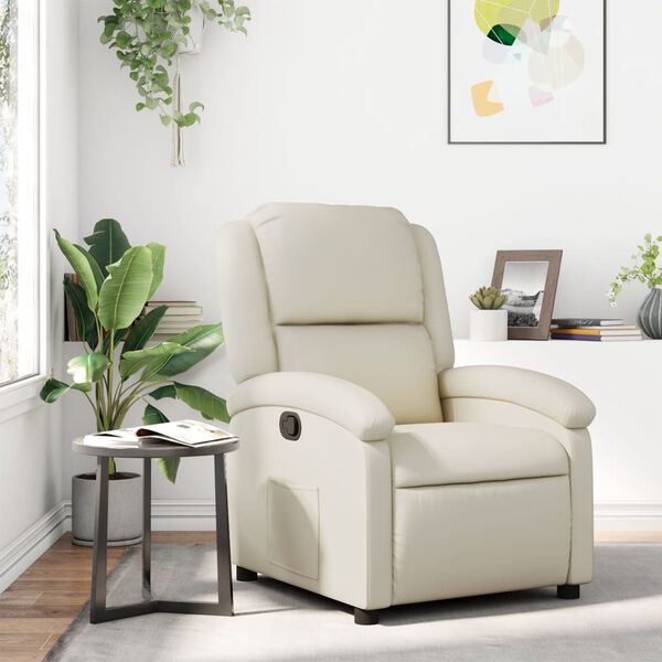 vidaXL Fauteuil inclinable crème similicuir