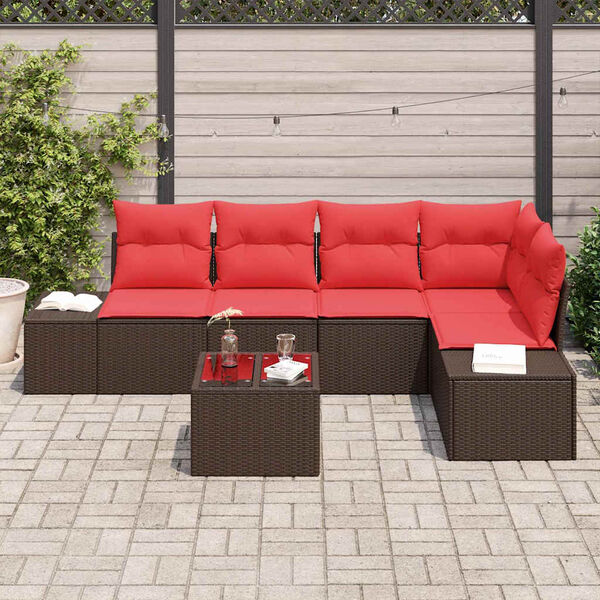 vidaXL Ensemble de canapé de jardin 6 pcs Marron polyrotin