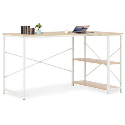 vidaXL Bureau d'ordinateur Blanc et chêne 120 x 72 x 70 cm