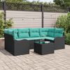 vidaXL Ensemble de canapé de jardin 7 pcs Noir et turquoise