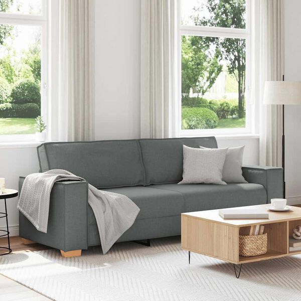 vidaXL Canap&eacute; 3 places Gris fonc&eacute; 220x78x84 cm Tissu