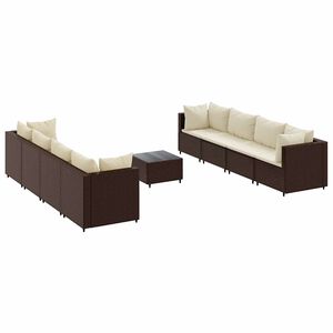 vidaXL Salon de jardin avec coussins 9 pcs marron r&eacute;sine tress&eacute;e