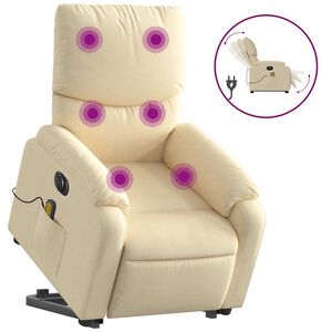 vidaXL Fauteuil inclinable de massage électrique crème tissu