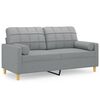 vidaXL Canap&eacute; 2 places avec oreillers gris clair 140 cm tissu