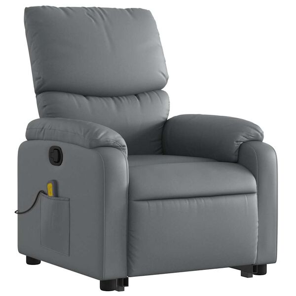 vidaXL Fauteuil inclinable de massage gris similicuir