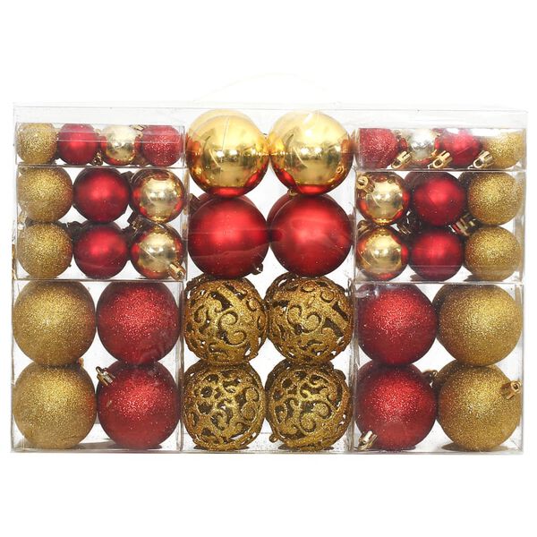 vidaXL Boules de No&euml;l 100 pcs dor&eacute; et rouge bordeaux 3 / 4 / 6 cm