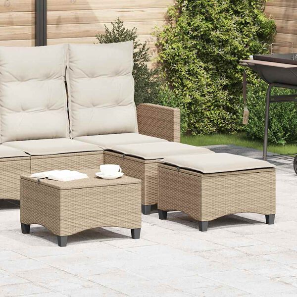 vidaXL Tabourets jardin coussins 2pcs beige 55x55x36 cm r&eacute;sine tress&eacute;e
