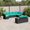 vidaXL Salon de jardin 9 pcs avec coussins noir r&eacute;sine tress&eacute;e