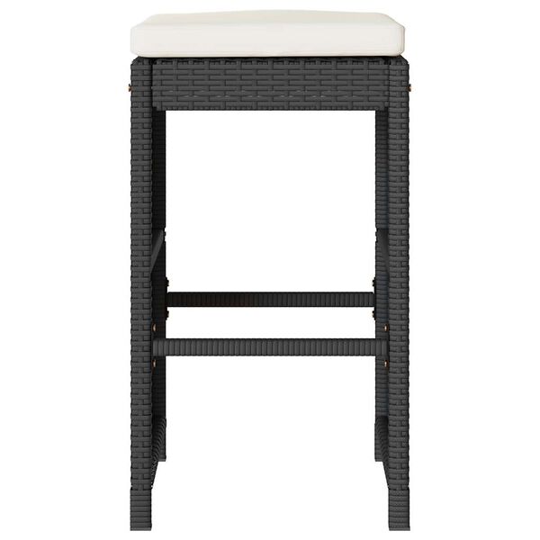 vidaXL Tabourets de bar jardin coussins lot de 2 noir résine tressée