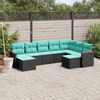 vidaXL Salon de jardin 9 pcs avec coussins noir r&eacute;sine tress&eacute;e