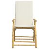 vidaXL Ensemble de bistro pliante 3 pcs et coussins blanc crème bambou