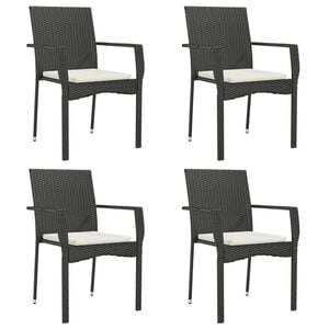 vidaXL Chaises de jardin lot de 4 avec coussins R&eacute;sine tress&eacute;e Noir