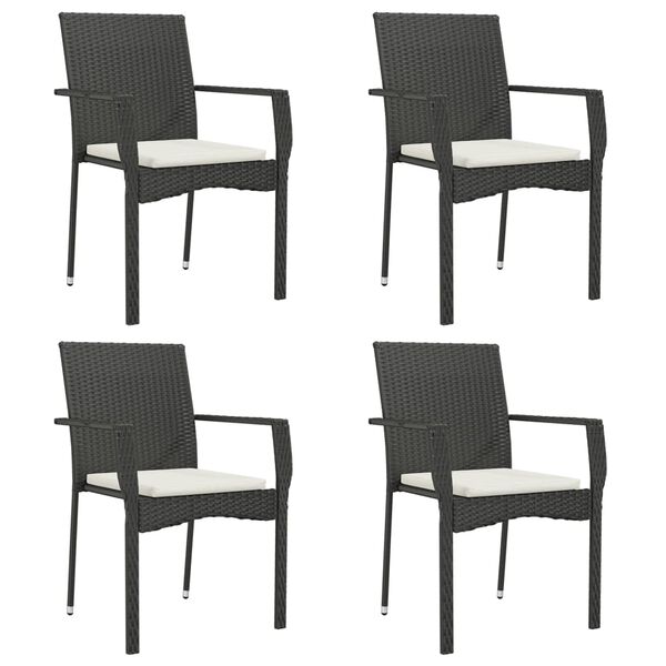 vidaXL Chaises de jardin lot de 4 avec coussins R&eacute;sine tress&eacute;e Noir