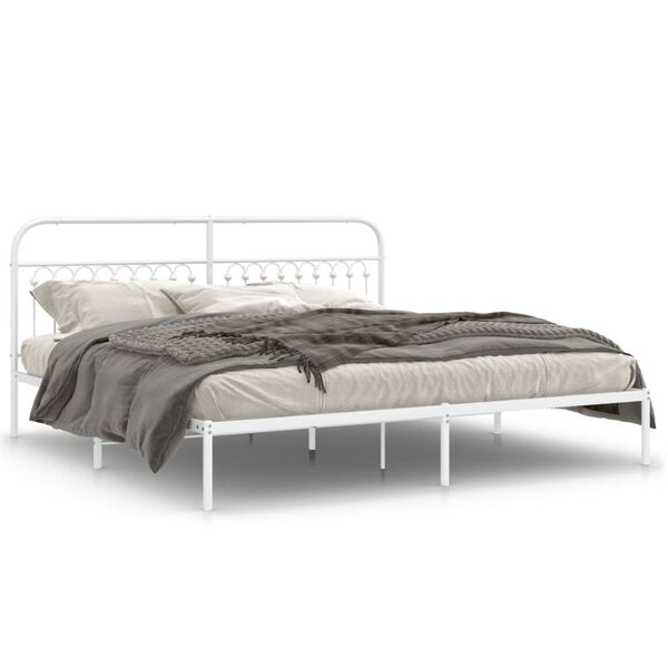 vidaXL Cadre de lit m&eacute;tal sans matelas et t&ecirc;te de lit blanc 193x203 cm