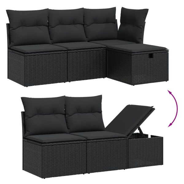 vidaXL Salon de jardin 5 pcs avec coussins gris résine tressée