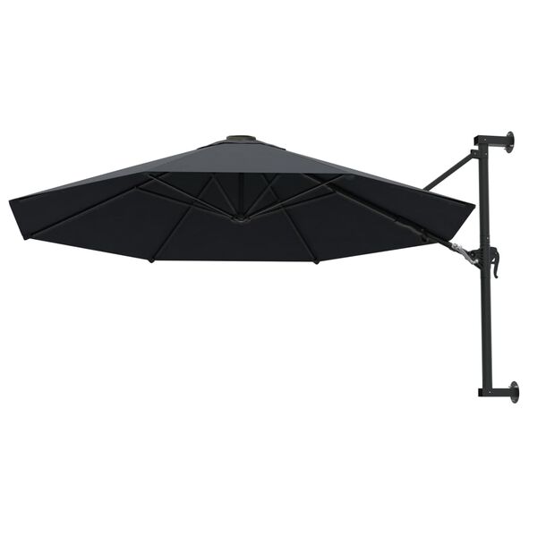 vidaXL Parasol mural avec m&acirc;t m&eacute;tallique 300 cm Anthracite