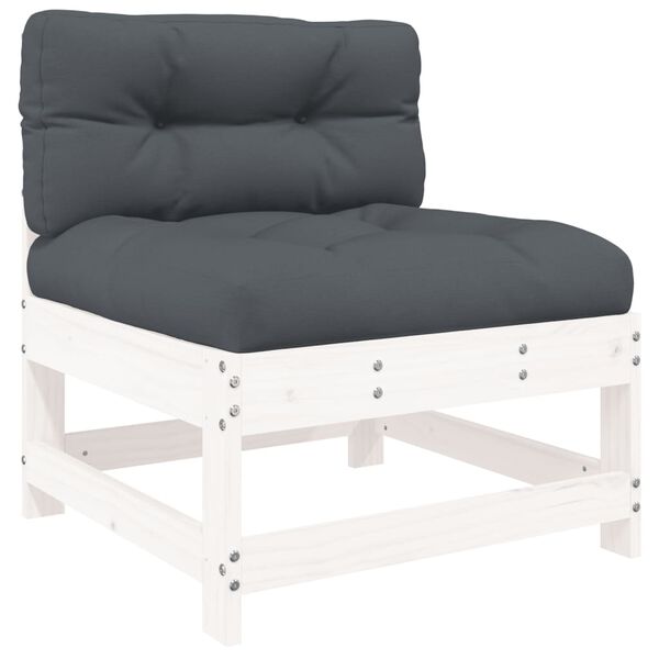 vidaXL Salon de jardin 4 pcs avec coussins blanc bois massif