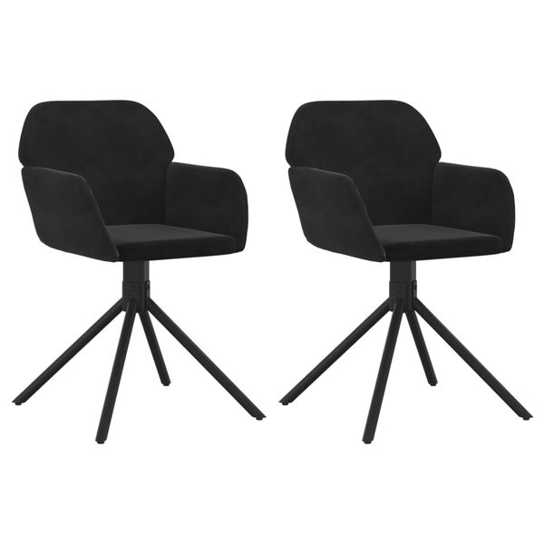vidaXL Chaises pivotantes &agrave; manger lot de 2 Noir Velours