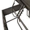 vidaXL Chaise longue double avec toit et rideaux noir r&eacute;sine tress&eacute;e