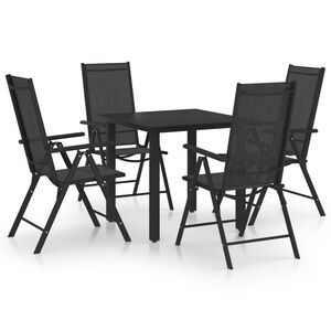 vidaXL Ensemble à manger de jardin 5 pcs Aluminium Noir