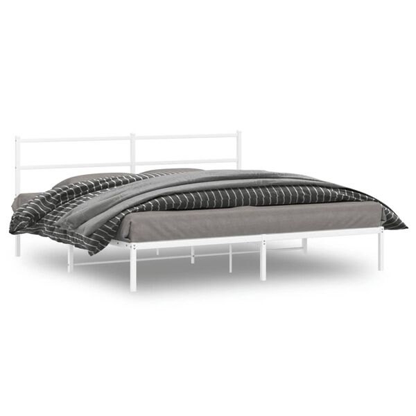 vidaXL Cadre de lit m&eacute;tal sans matelas et t&ecirc;te de lit blanc 193x203 cm