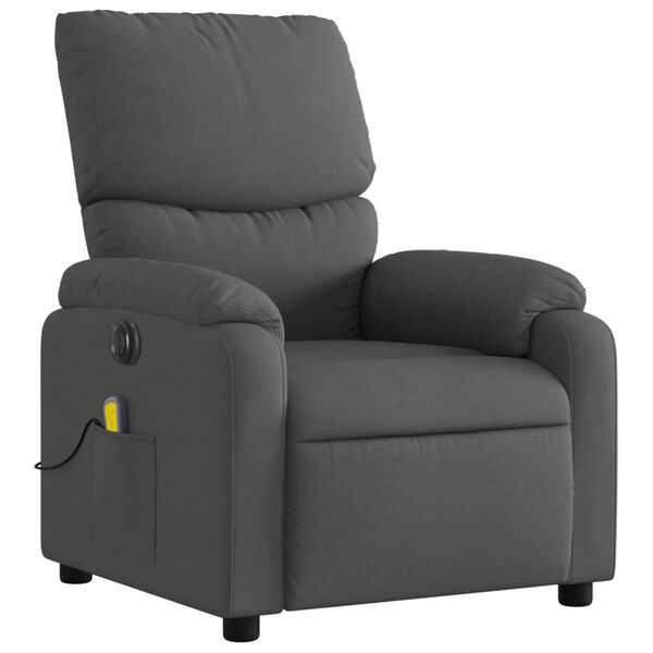 vidaXL Fauteuil inclinable de massage &eacute;lectrique gris fonc&eacute; tissu