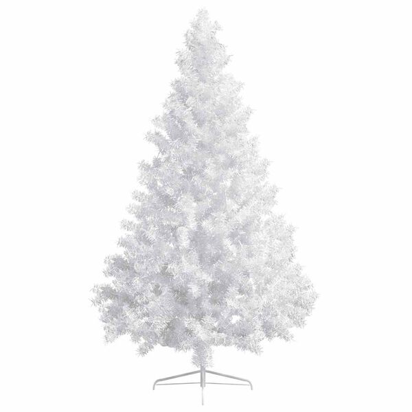 vidaXL Demi-arbre de No&euml;l artificiel pr&eacute;-&eacute;clair&eacute; et boules blanc 210cm