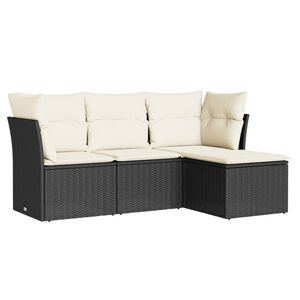 vidaXL Salon de jardin 4 pcs avec coussins noir r&eacute;sine tress&eacute;e