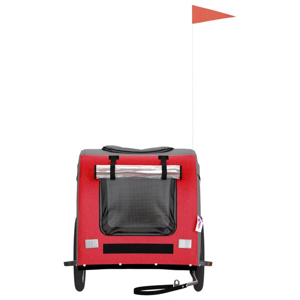 vidaXL Remorque de v&eacute;lo pour animaux de compagnie rouge et gris