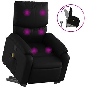 vidaXL Fauteuil inclinable de massage noir similicuir