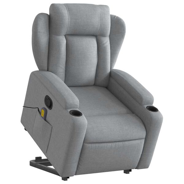 vidaXL Fauteuil inclinable de massage gris clair tissu