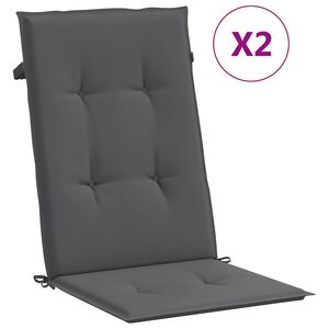 vidaXL Coussins de chaise de jardin &agrave; dossier haut lot de 2 anthracite