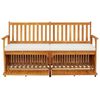 vidaXL Banc de rangement avec coussin 148 cm Bois d'acacia solide