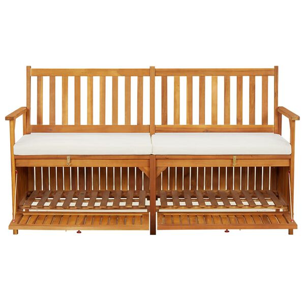 vidaXL Banc de rangement avec coussin 148 cm Bois d'acacia solide