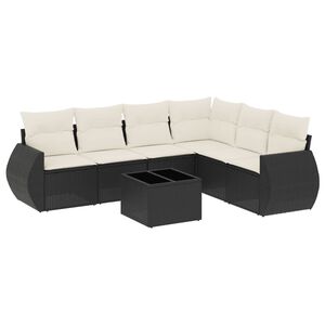 vidaXL Salon de jardin 7 pcs avec coussins noir r&eacute;sine tress&eacute;e
