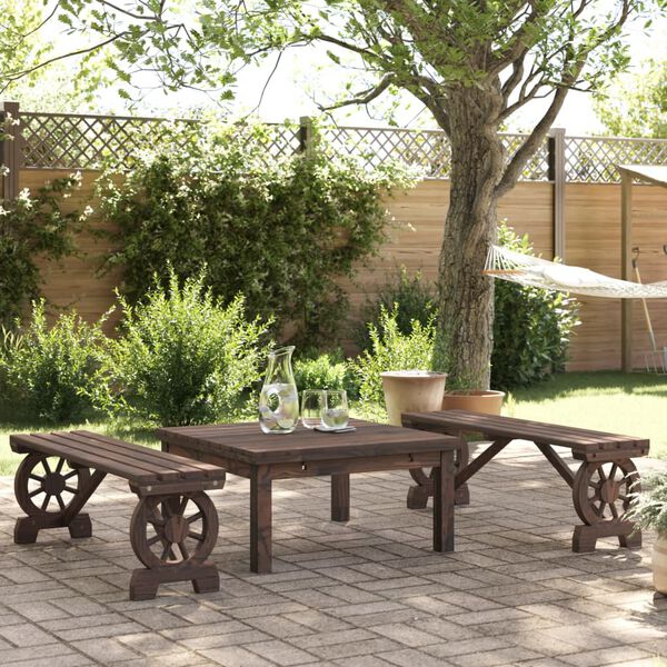 vidaXL Bancs de jardin lot de 2 bois de sapin massif