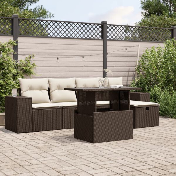 vidaXL Salon de jardin avec coussins 6 pcs marron r&eacute;sine tress&eacute;e