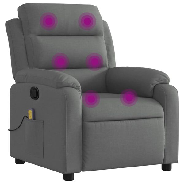 vidaXL Fauteuil de massage inclinable gris fonc&eacute; tissu
