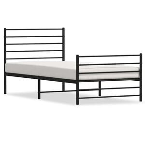 vidaXL Cadre de lit métal sans matelas avec pied de lit noir 100x190cm