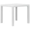 vidaXL Table de jardin Blanc 79x79x72 cm Plastique Aspect de rotin