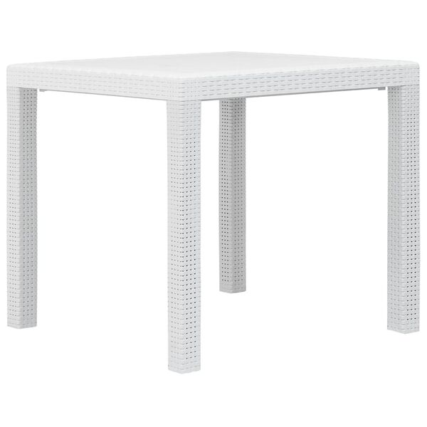 vidaXL Table de jardin Blanc 79x79x72 cm Plastique Aspect de rotin