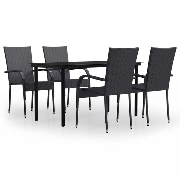 vidaXL Ensemble &agrave; manger de jardin 5 pcs Noir