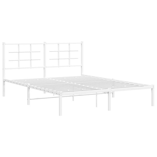 vidaXL Cadre de lit m&eacute;tal sans matelas et t&ecirc;te de lit blanc 150x200 cm