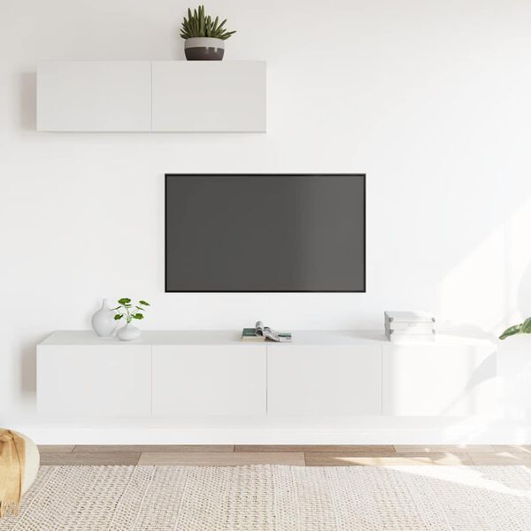 vidaXL Ensemble de meubles TV 3 pcs Blanc Bois d'ingénierie