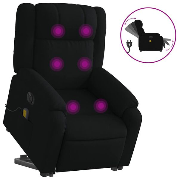 vidaXL Fauteuil inclinable de massage &eacute;lectrique noir tissu