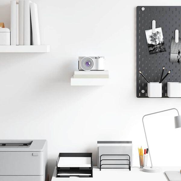 vidaXL &Eacute;tag&egrave;re murale flottante Blanc brillant 23x23,5x3,8 cm MDF