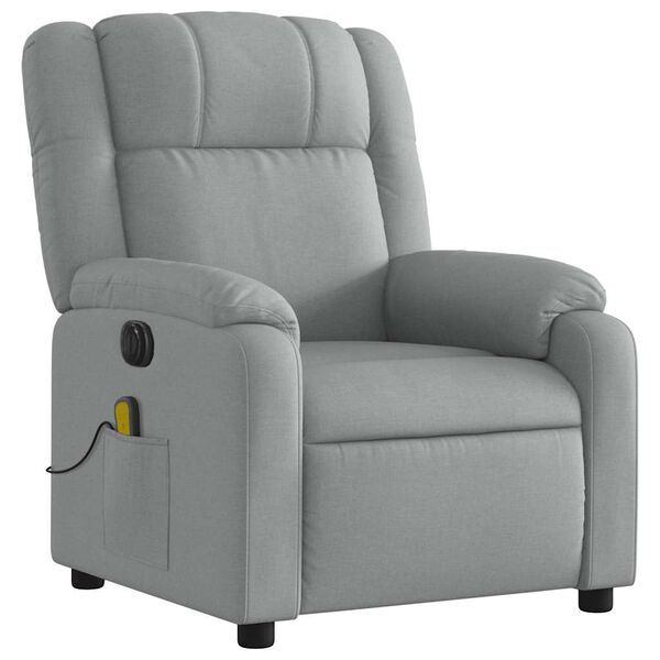 vidaXL Fauteuil inclinable de massage &eacute;lectrique gris clair tissu