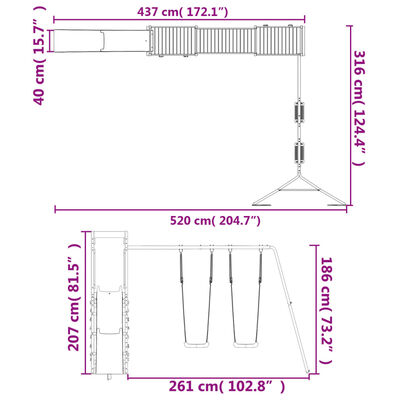 vidaXL Aire de jeux d'extérieur bois de pin massif