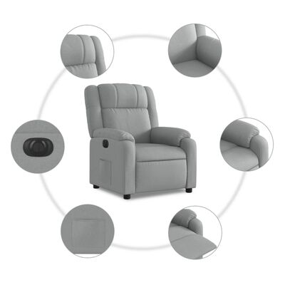 vidaXL Fauteuil inclinable électrique gris clair tissu