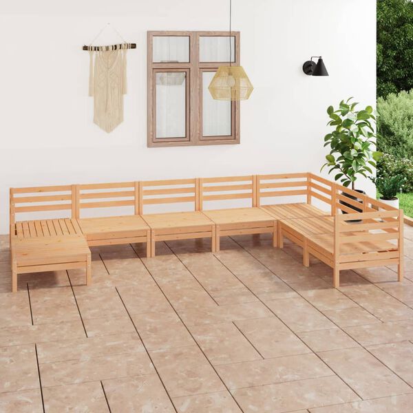 vidaXL Salon de jardin 8 pcs Bois de pin massif